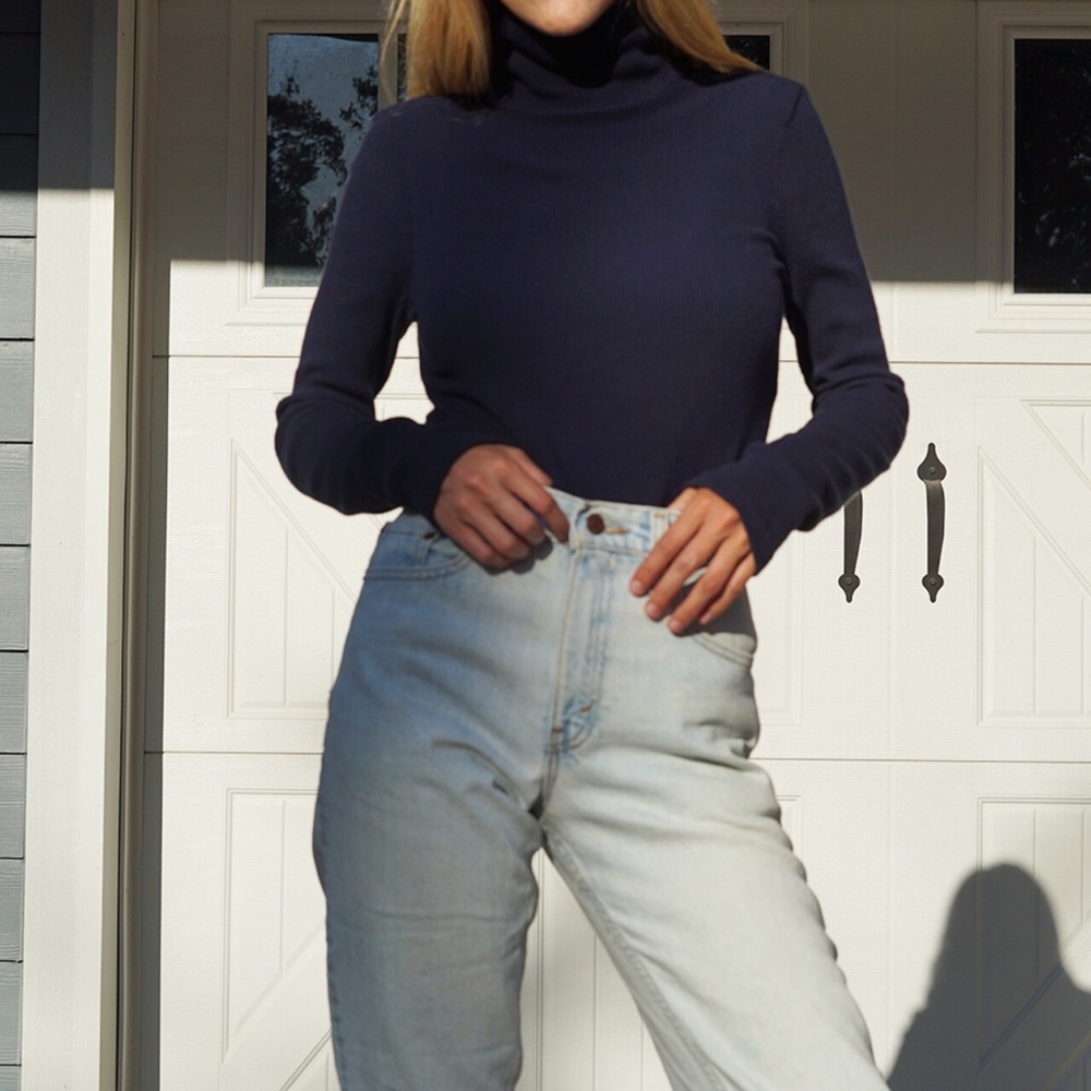 New LACAUSA Sweater Rib Turtleneck in Ink